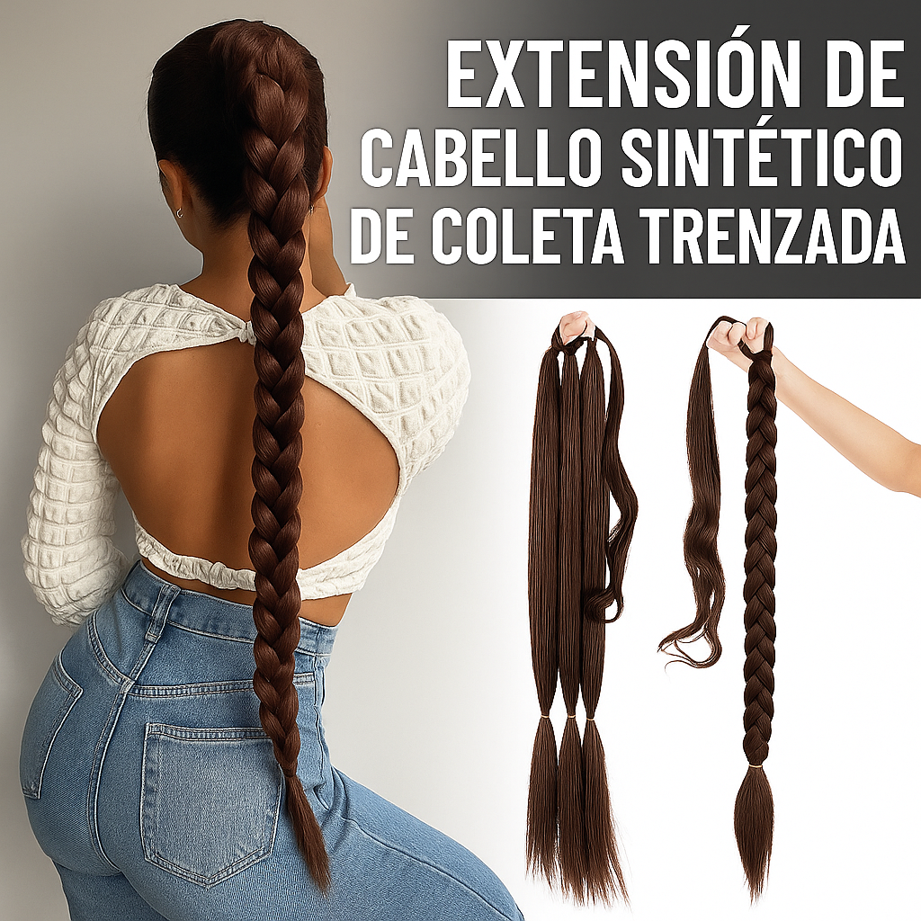 3 EXTENSIÓNES DE CABELLO SINTÉTICO DE COLETA TRENZADA CON ELÁSTICO
